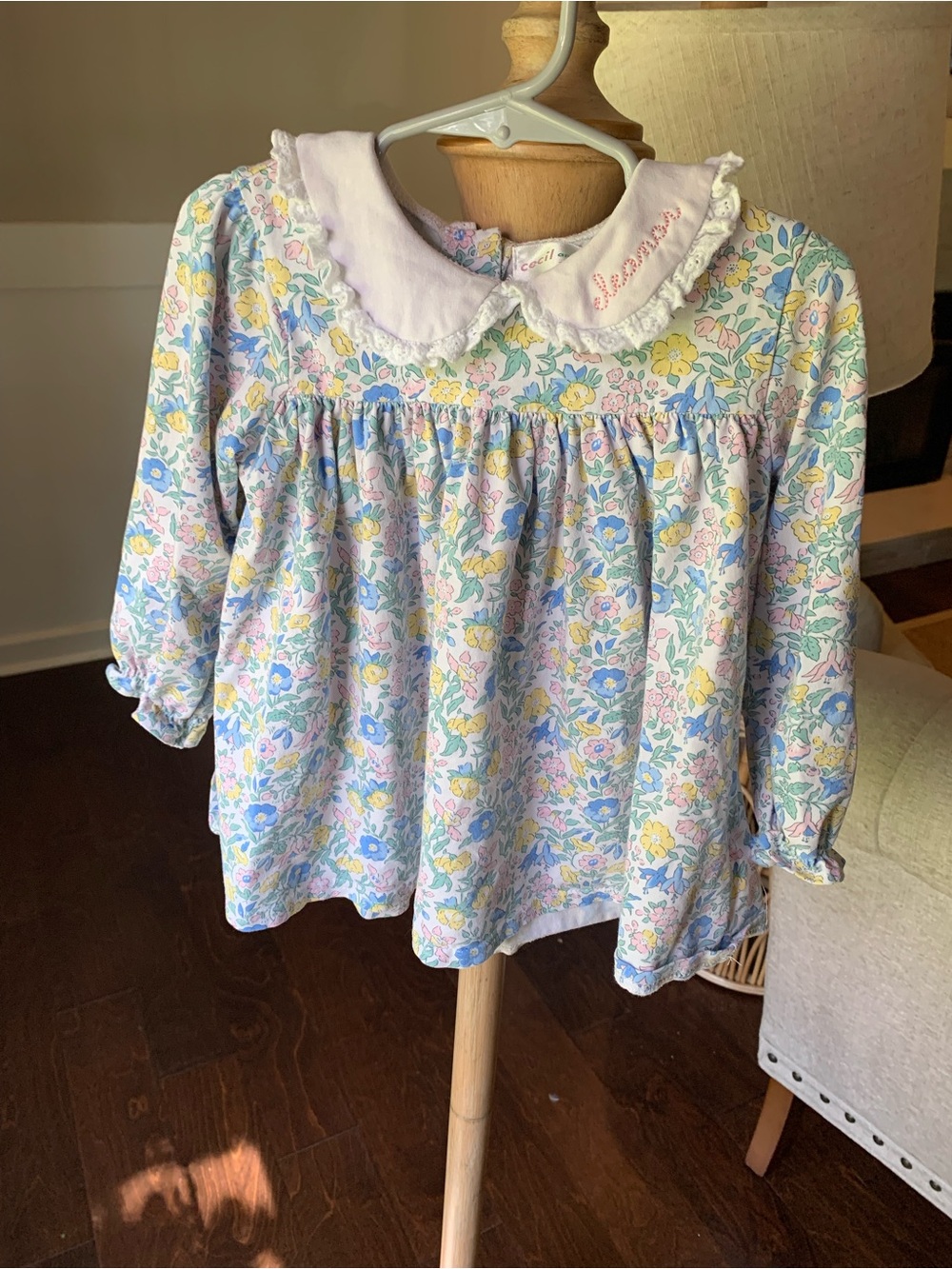 Cecil & Lou  “Eleanor” Long-Sleeve Top with Peter Pan Collar